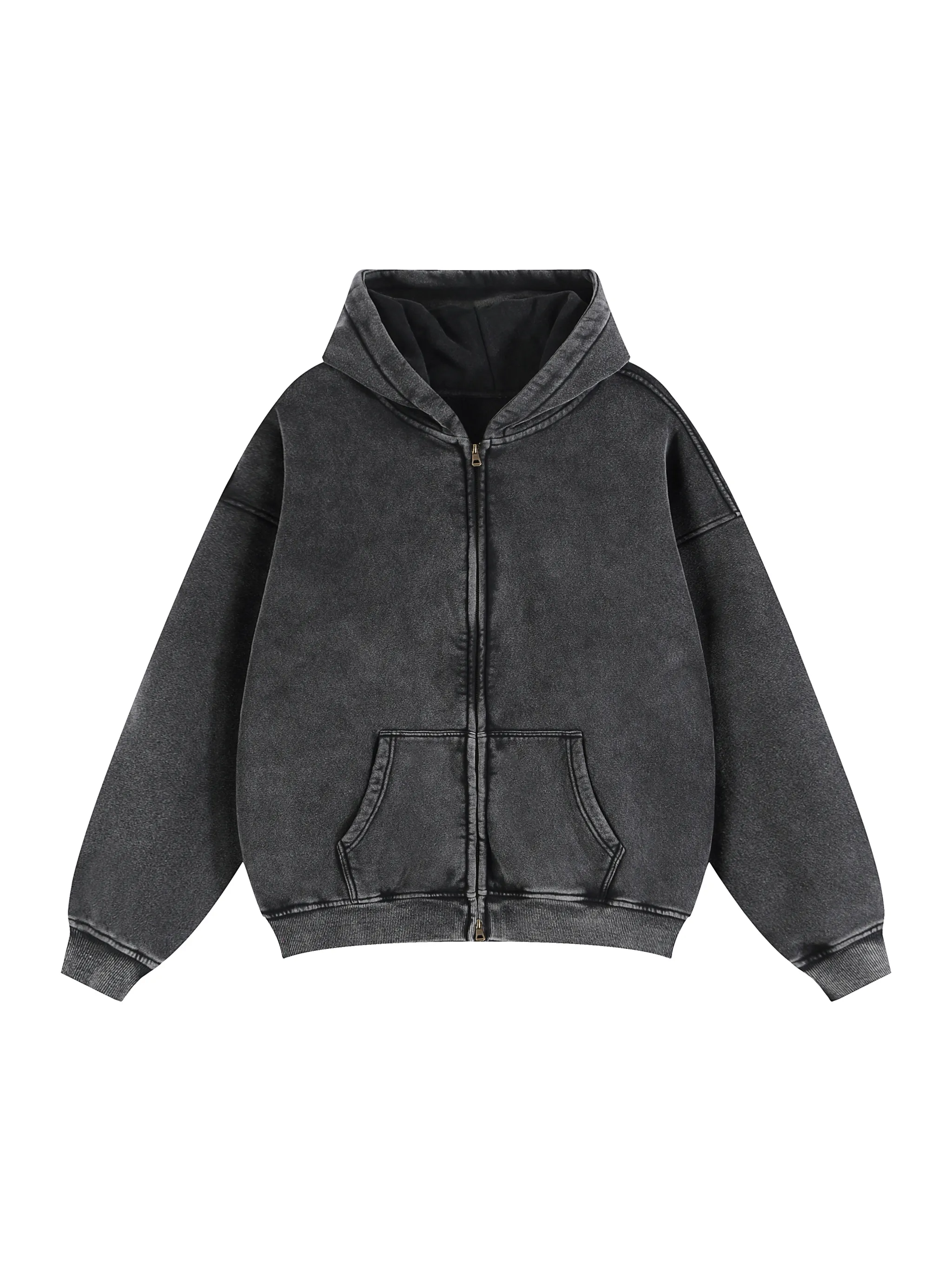 Zip-Through Boxy Fleece Hoodie - Main Image